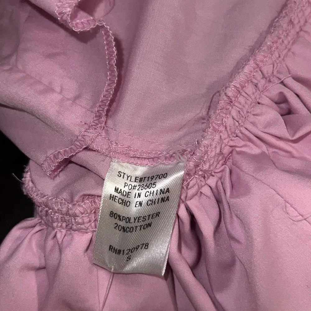 NWT ENTRO | Pink Cropped Blouse with Ruffle Detail - Picture 7 of 9